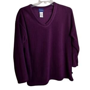 4318)Vtg Catalina Purple V Neck Pullover Fleece Large